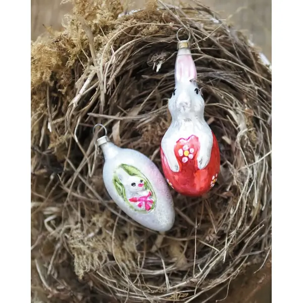 Suspension en verre soufflé - Lapin de Pâques