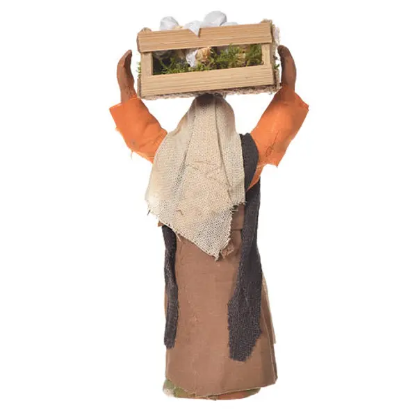 Femme avec caisse d'ail 10 cm santon crèche napolitaine