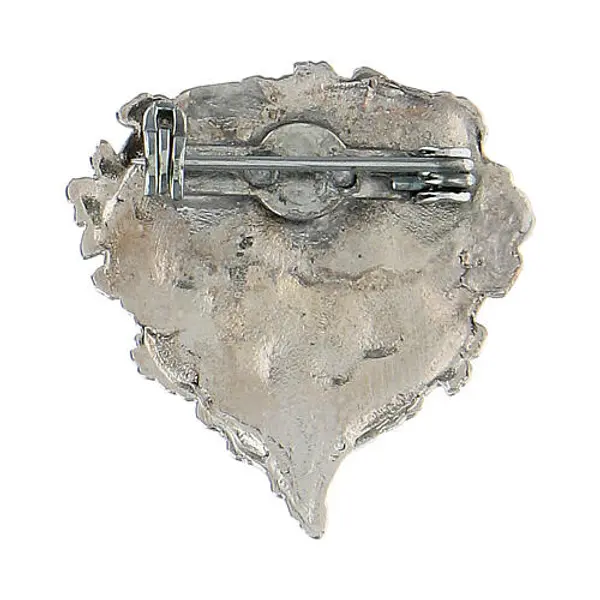 Broche coeur émaillé bleu ange fleurs