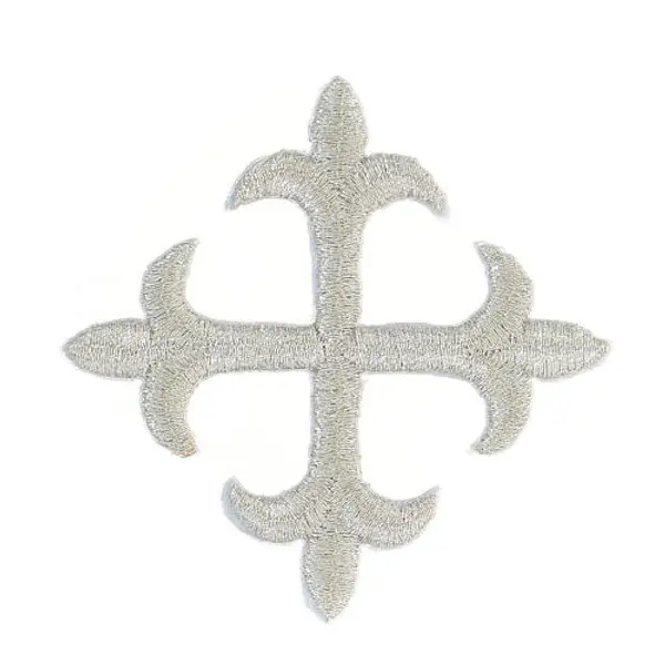 Croix florencée thermocollante 8cm argent