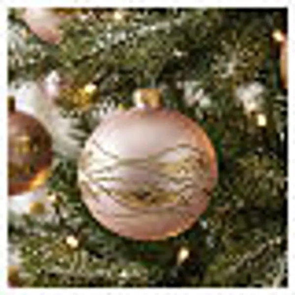 Boule de Noël en verre mat décor vagues pailletées dorées ligne vintage 8 cm