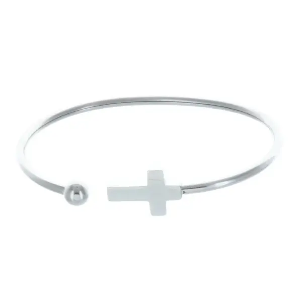 Fancy bracelet open silvery bead with a cross