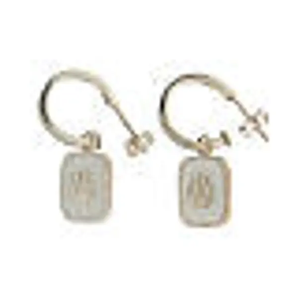 Boucles d'oreille anneaux argent 925 carré blanc avec coquillage HOLYART