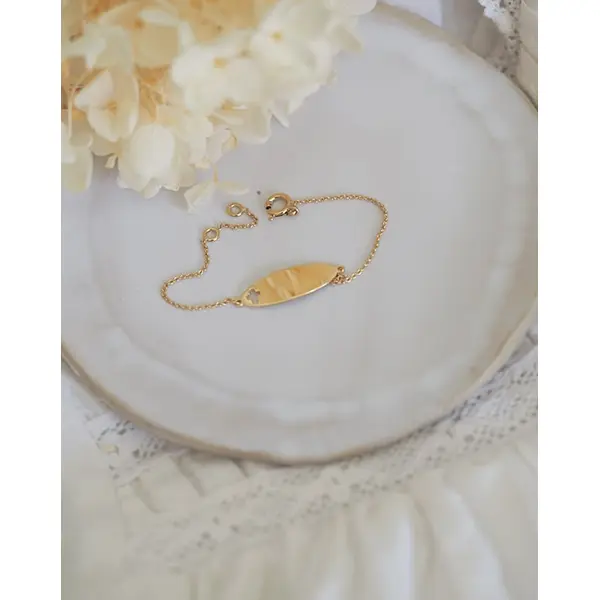 Gourmette ajourée croix personnalisable - enfant | Or 18 carats