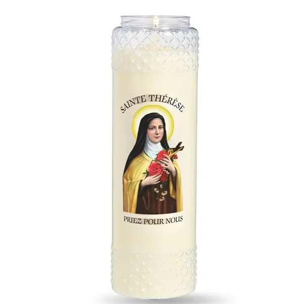 Bougie Neuvaine ornement effigie Sainte Thérèse - Exclusivité Desfossés