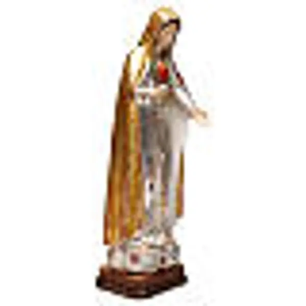 Notre-Dame de Fatima 5ème apparition bois Val Gardena or massif robe argentée
