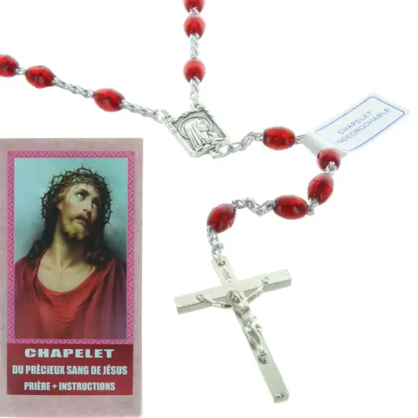 Chapelet du Précieux Sang de Jésus avec un livret de prière