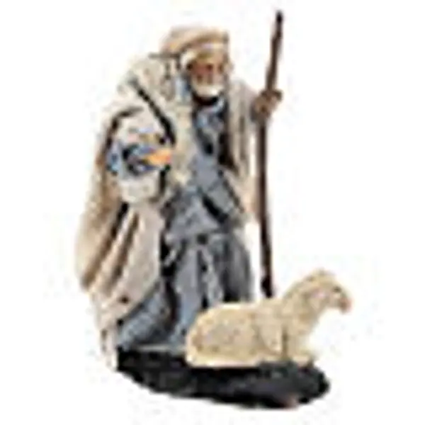 Santon crèche Naples 8 cm hommee âgée avec brebis