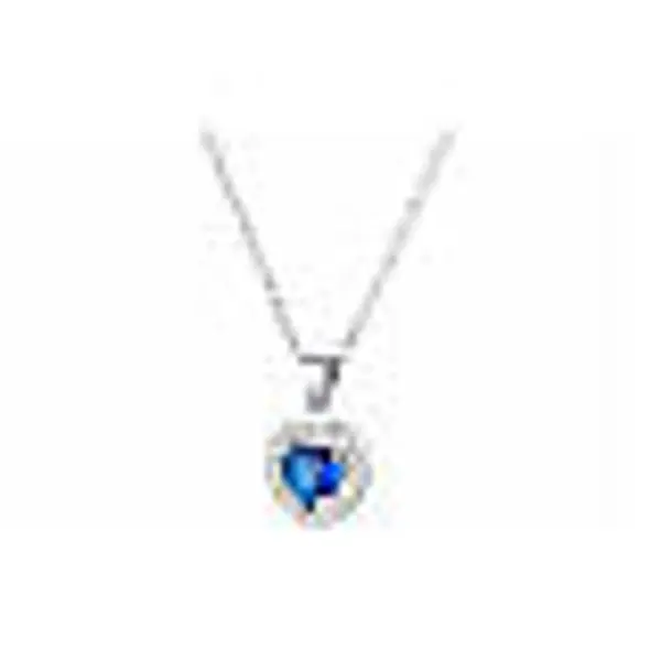 Collier cœur cristal bleu zircons acier inoxydable