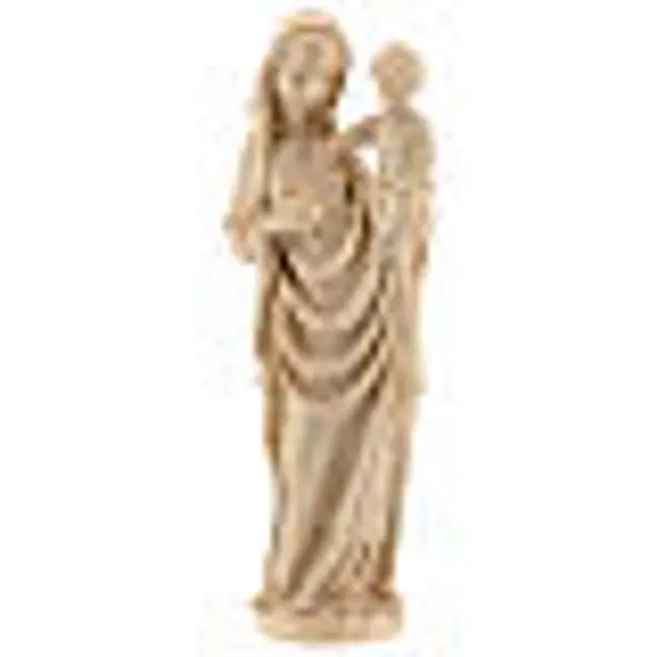 Vierge à l'enfant style gothique 25cm bois Valgardena naturel ciré