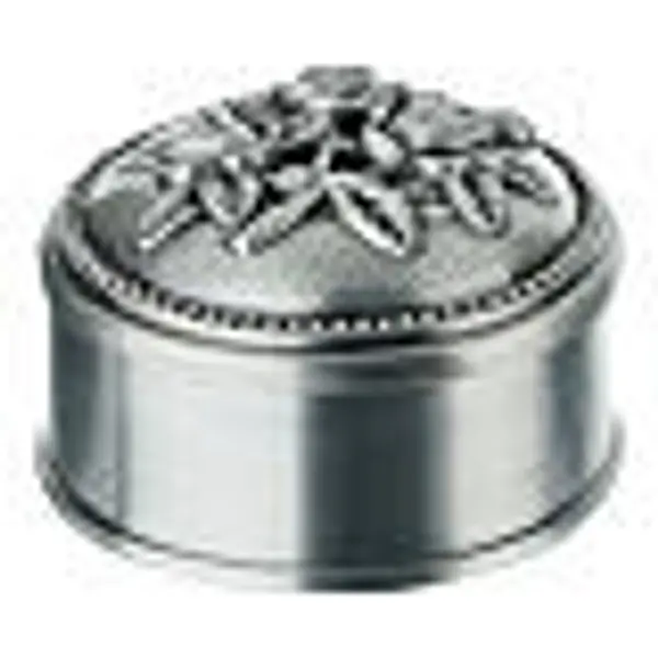 Boîte ronde en métal pour chapelet avec trois roses