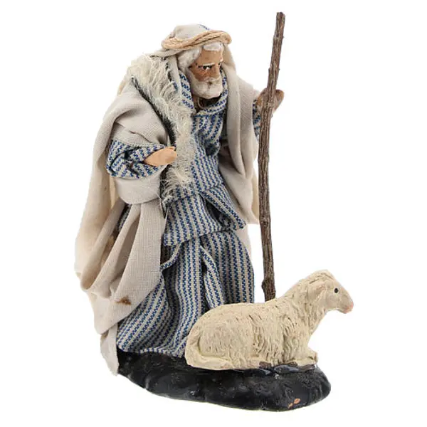 Santon crèche Naples 8 cm hommee âgée avec brebis