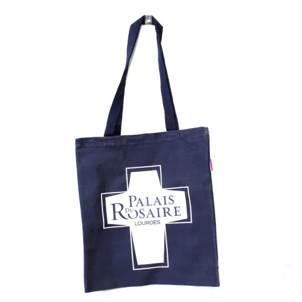 Sac tissu bleu illustré avec la Basilique de Lourdes