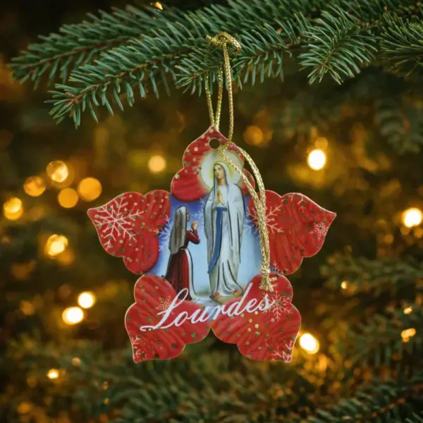Wooden Christmas Star with Lourdes Apparition