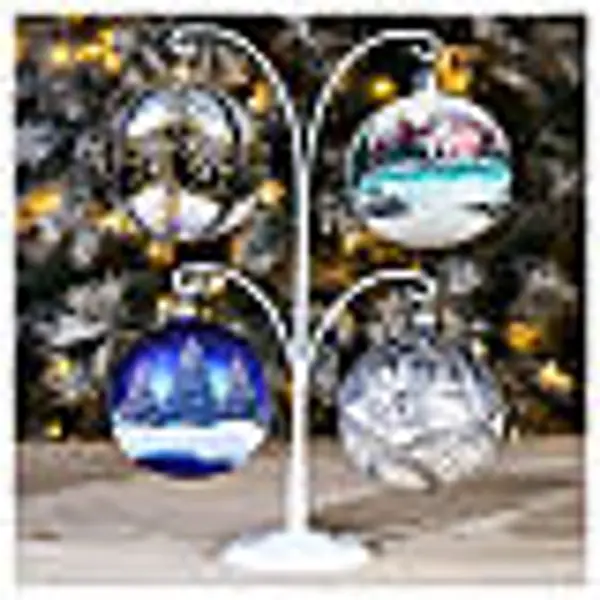 Support avec 4 crochets blancs pour boules de Noël 100 mm