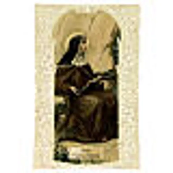 Image pieuse de Sainte Françoise Romaine sur papier de qualité décorée de dentelle 11x7 cm