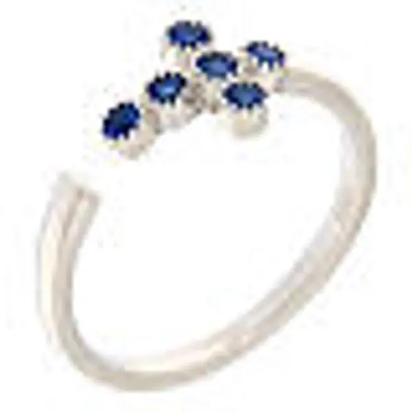 Bague réglable croix zircons bleus argent 925 Benedictus