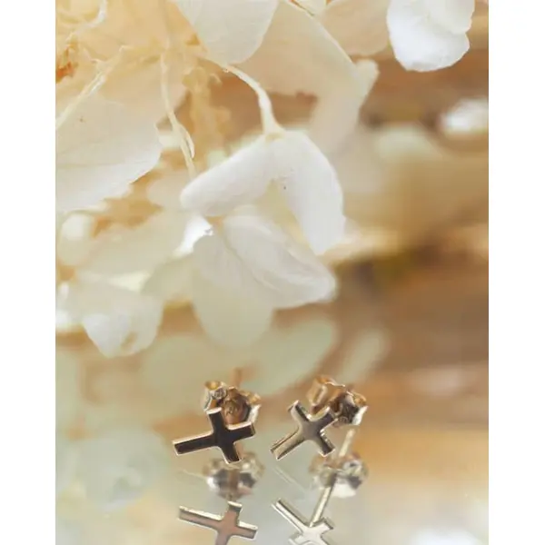 Boucles d'oreilles "croix" | Or 18 carats