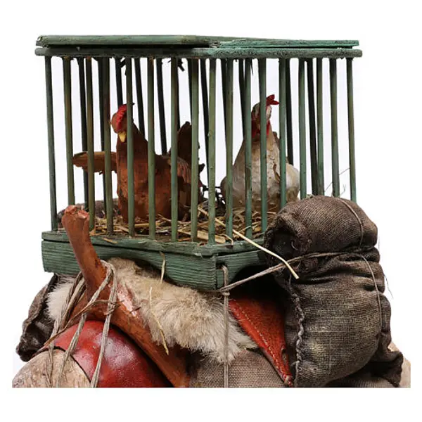 Chameau avec cages et poules crèche Angela Tripi 30 cm