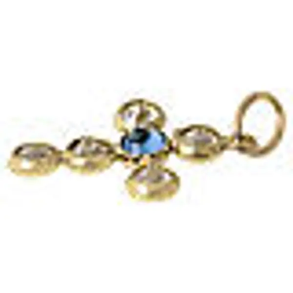 Pendentif or 18K croix strass ronds 1,1 gr