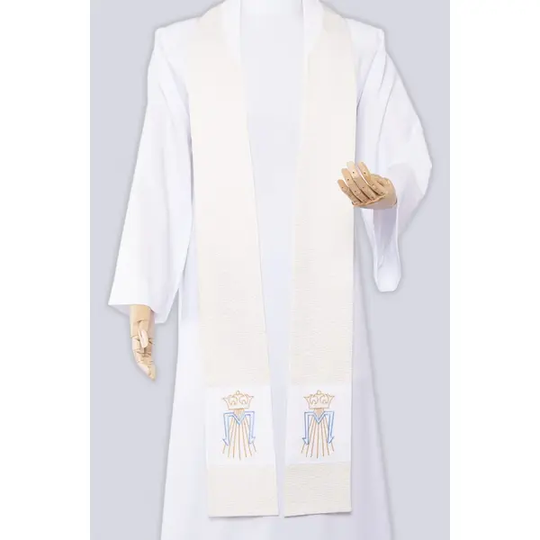 Chasuble mariale dorée et blanche avec broderie M3b/bIK