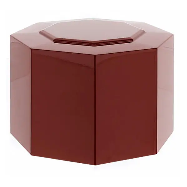 Urne funéraire octogone à bossage laqué rouge brillant 5L