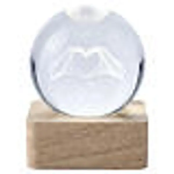 Sphère en cristal mains en cœur base carrée 6 cm