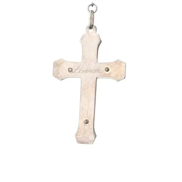 Chapelet de l'Apparition de Lourdes et de la Vierge de Profil en Argent et Cristal Swaroski Ambré