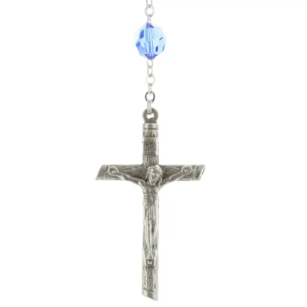 Chapelet de Lourdes en Argent avec des grains en cristal Swarovski 9mm
