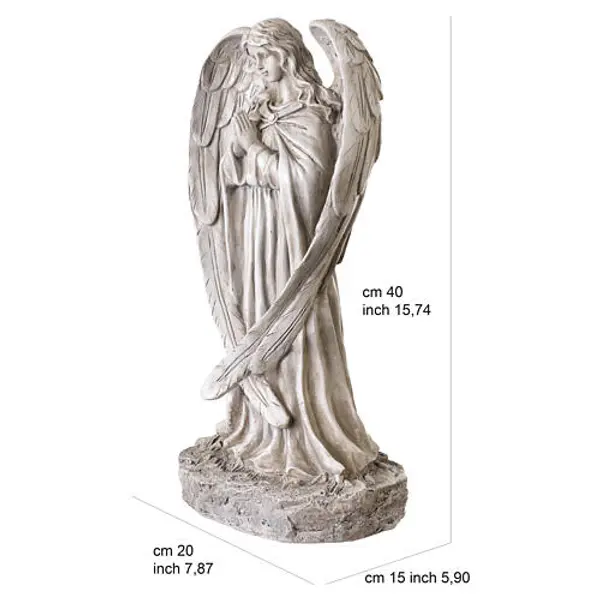 Ange en prière d'extérieur 40 cm en résine finition naturelle