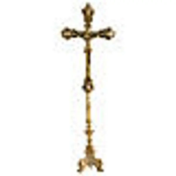 Croix d'autel double laiton doré 60 cm