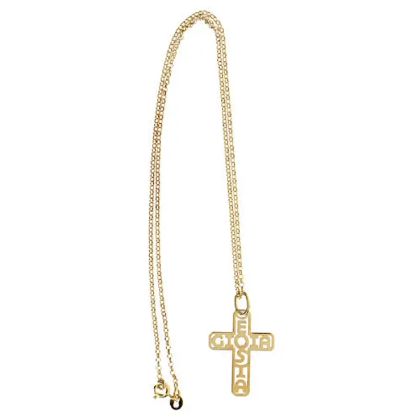 Croix argent 925 doré E Gioia Sia fond ajouré grande
