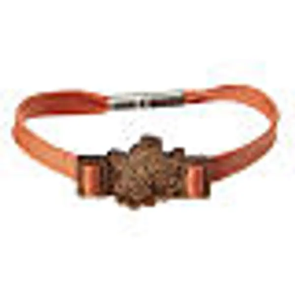 Bracelet orange Monastère des Clarisses avec ange décoratif en bois d'olivier naturel