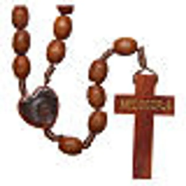 Chapelet bois Medjugorje grains naturels clairs