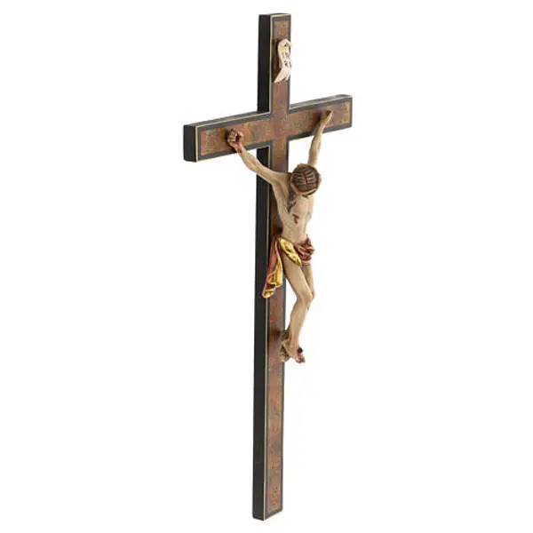 Crucifix Walder ancien coloré bois Val Gardena