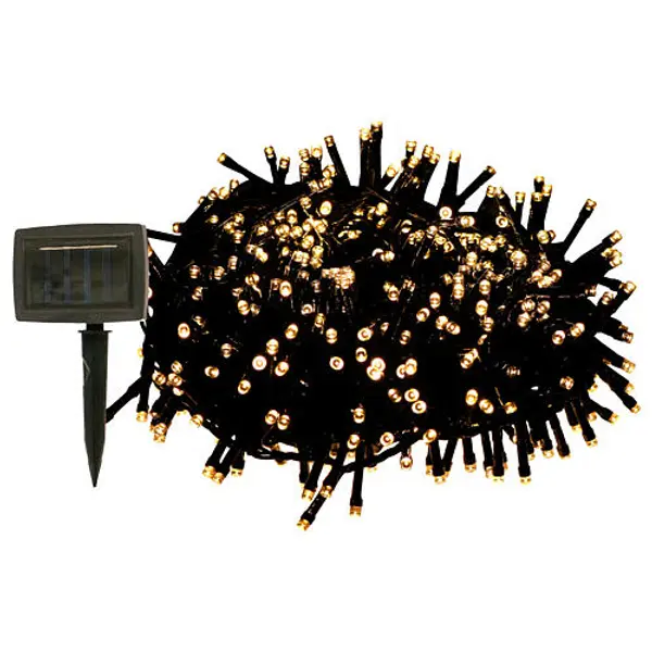 Guirlande lumineuse 100 mini lumières LED blanc chaud panneau solaire jeux lumières 10 m pour extérieur