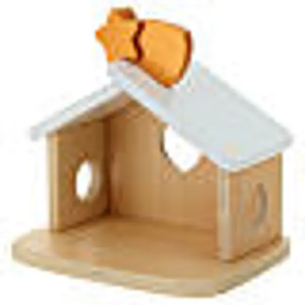 Crèche Nativité bœuf et âne 7 pcs Sevi bois peint 6 cm