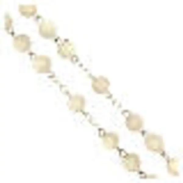 Chapelet Notre-Dame de Fatima perles blanches paillettes 8 mm