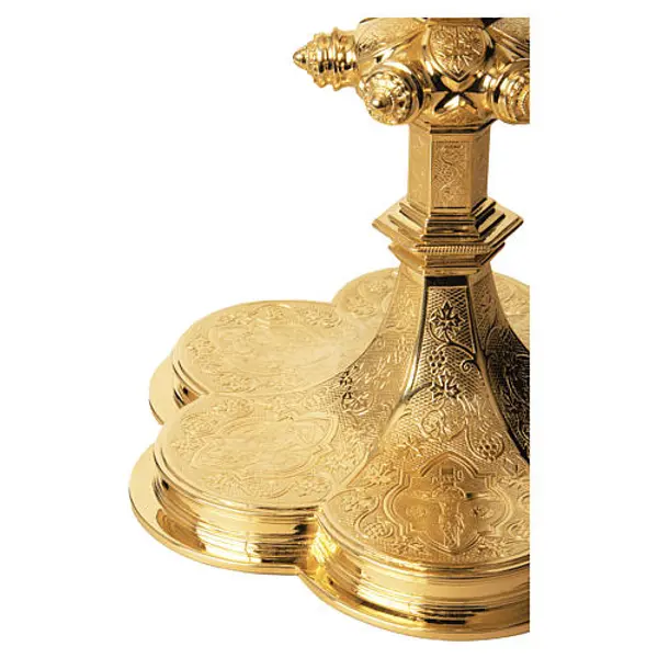 Calice et Patène Molina raisin et vignes style gotique coupe argent 925 doré