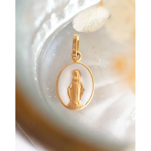 Médaille Miraculeuse émaillée | Or 18 carats