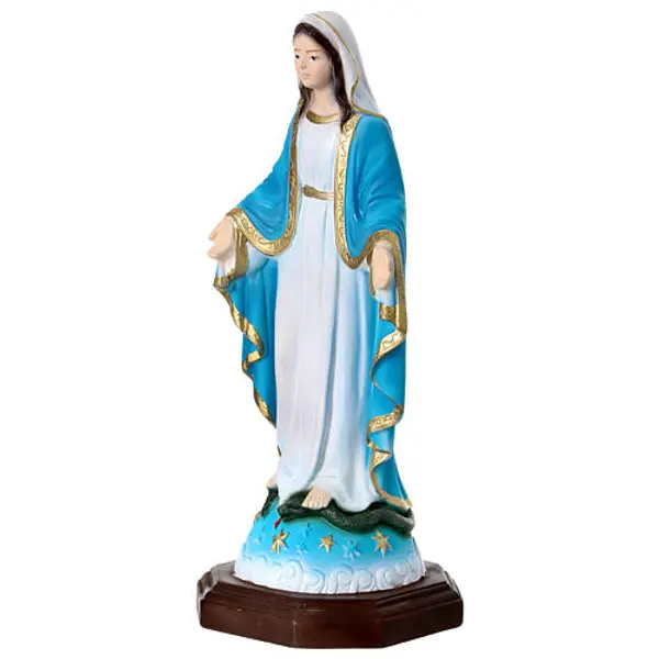 Statue Vierge Miraculeuse résine 15 colorée détails or