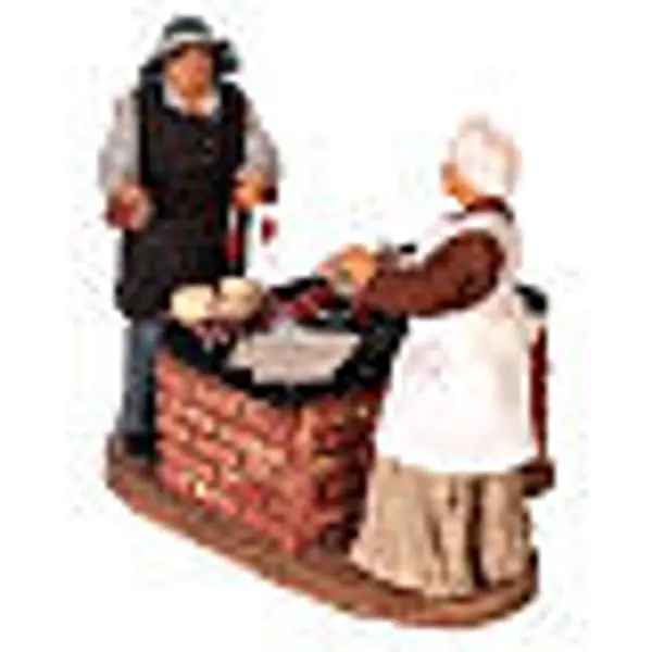 Mouvement couple au grill crèche napolitaine de 14 cm