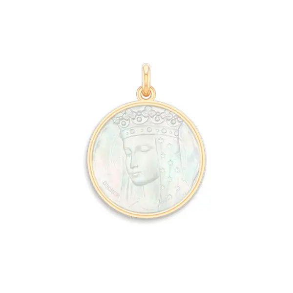 Médaille Vierge aux Etoiles | Or 18 carats et nacre