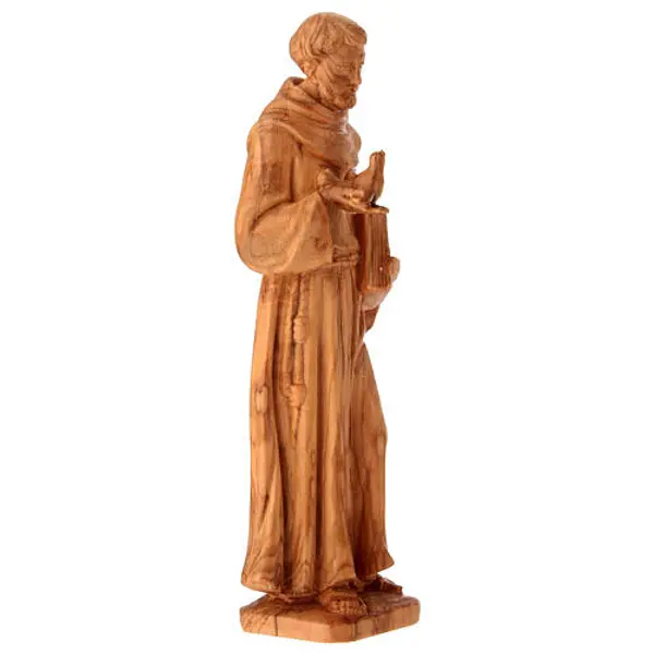 Statuette Saint François d'Assise tourterelle bois olivier