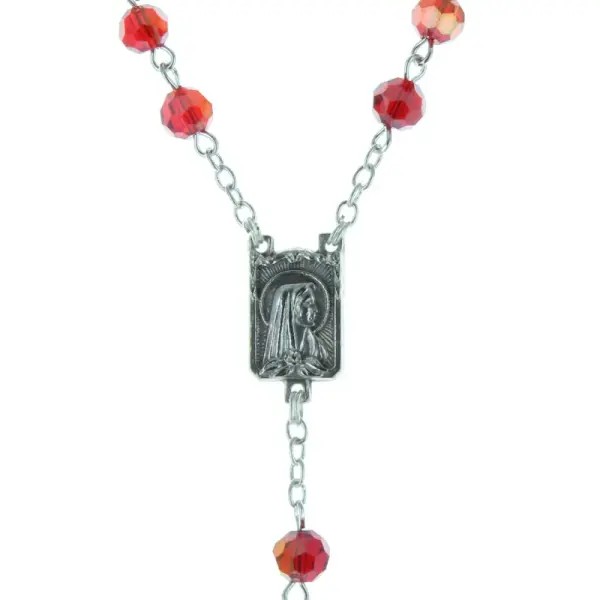Chapelet de Lourdes en cristal véritable, coeur Apparition de Lourdes