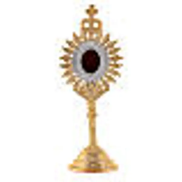 Mini reliquaire laiton doré h 18 cm couronne royale rayons