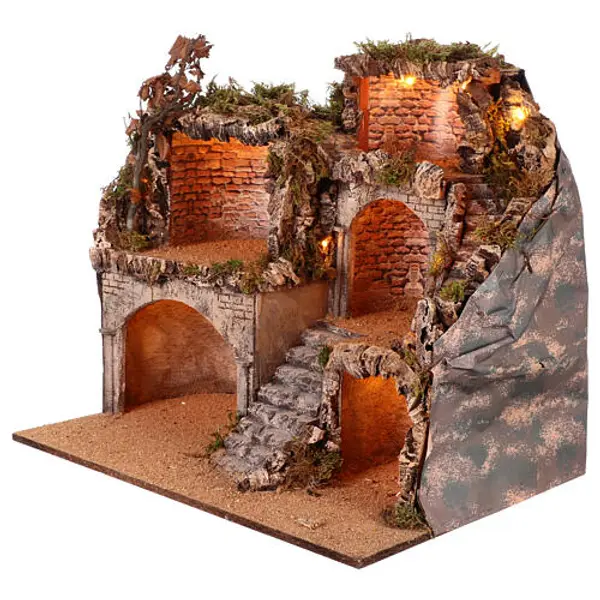 Scène crèche pascale napolitaine 45x60x55 cm figurines 12-14 cm