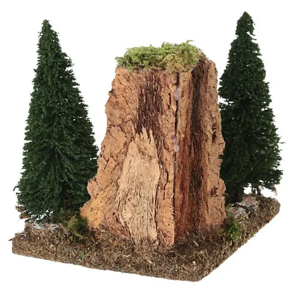 Lac alpin avec cascade et pins 15x15x15 cm crèche 6 cm