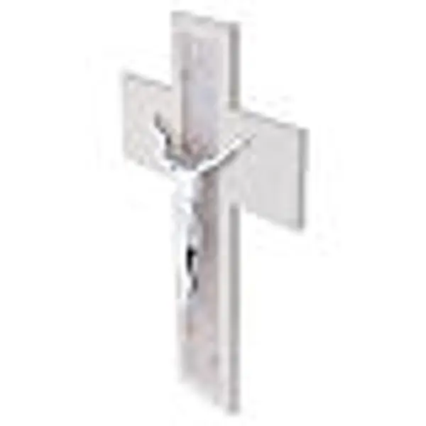 Crucifix mural moderne avec verre de Murano clair 30x20 cm