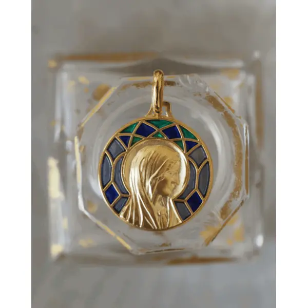 Médaille Vierge Vitrail | Plaqué or